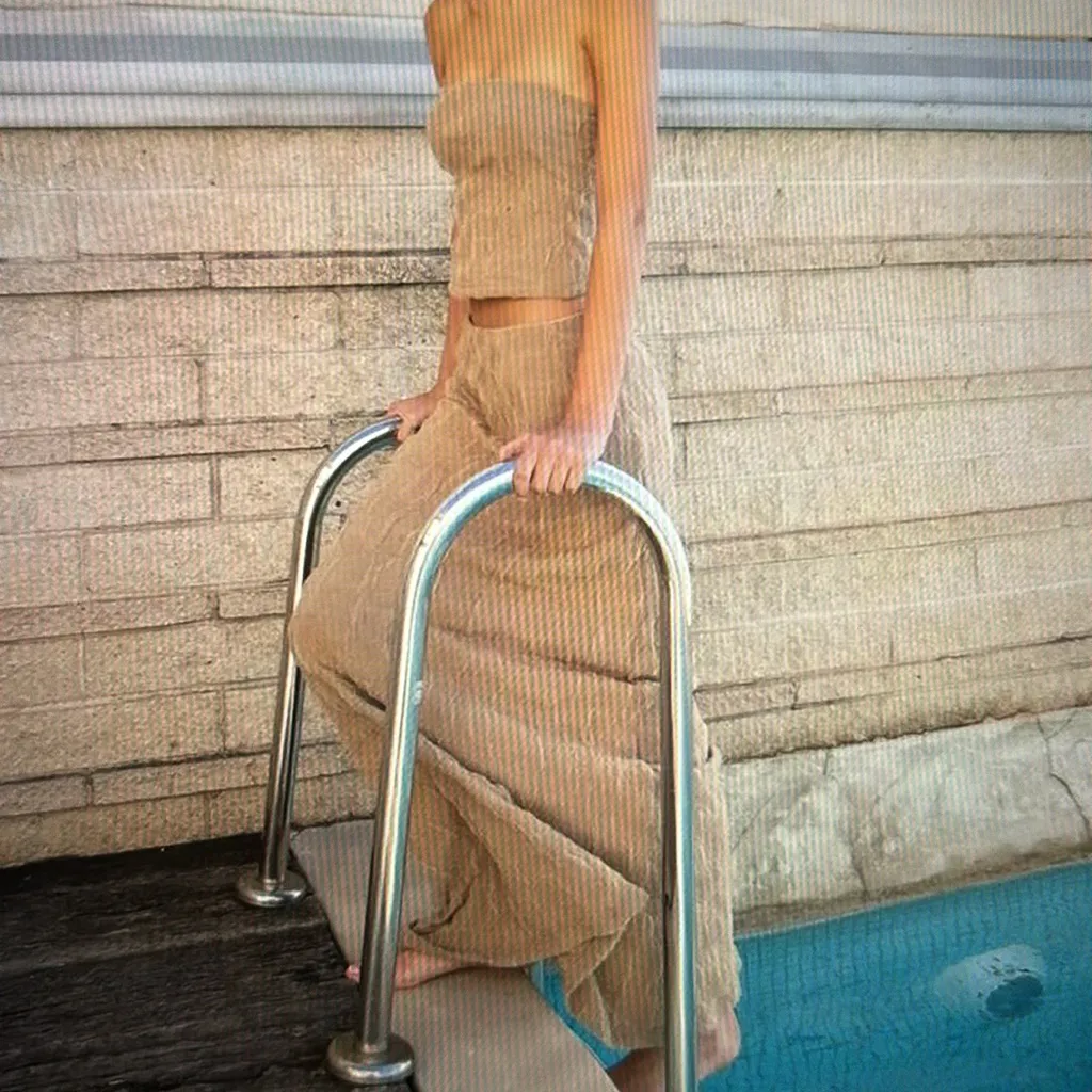 With Harper Lu Women’s Textured 2 Piece Maxi Skirt Set Tan - Image 2