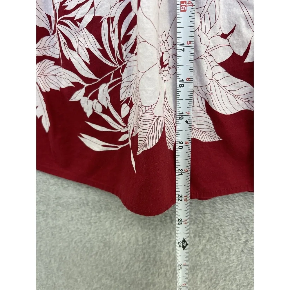 BCBG Maxazria Women's A Line Skirt Red Floral Pleated Size 4 Lined Cotton Blend - Image 7