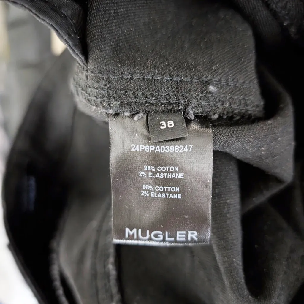 Mugler Women's Flare Leg Mid Rise Cotton Stretch Denim Jeans Solid Black 38 - Image 4