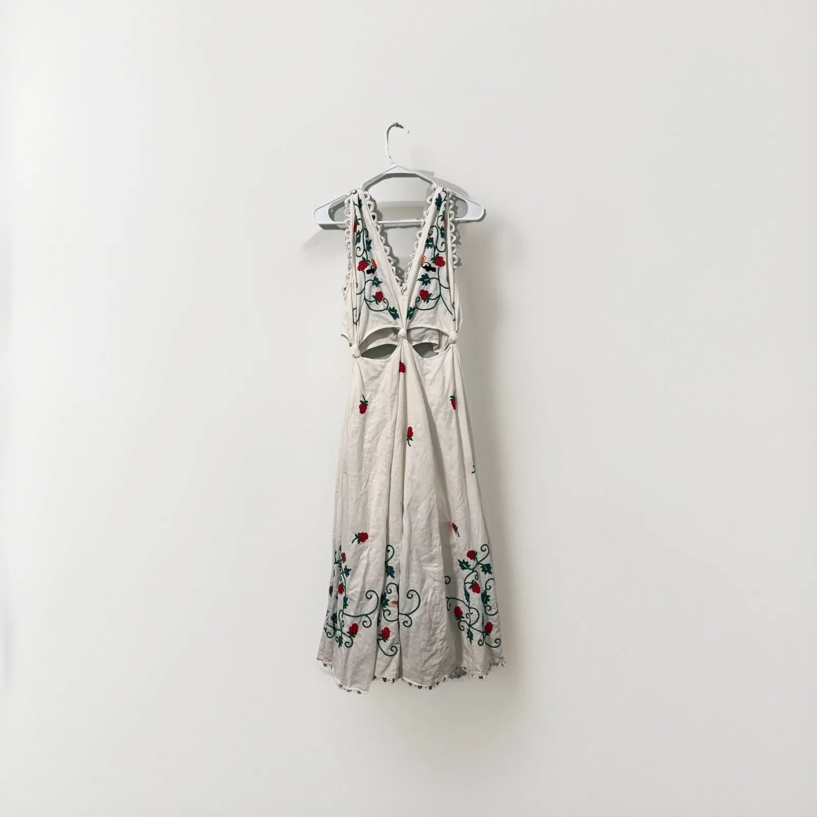 Farm Rio Cross Stitch Toucan Raspberries Fruit Embroidered Dress Size Small White - Image 3