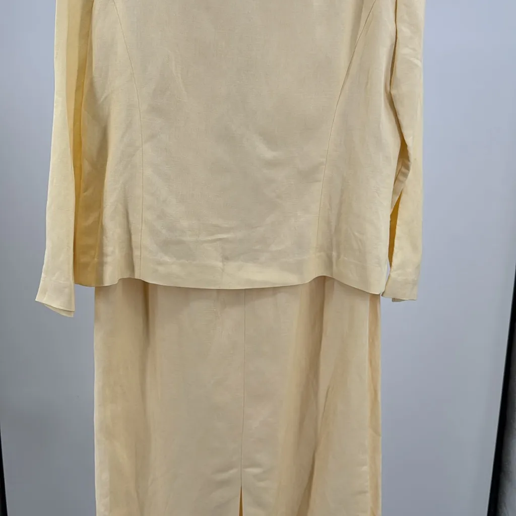 Jessica Howard Butter Yellow Embroidered Midi Dress and jacket 2pc set 12 linen - Image 10