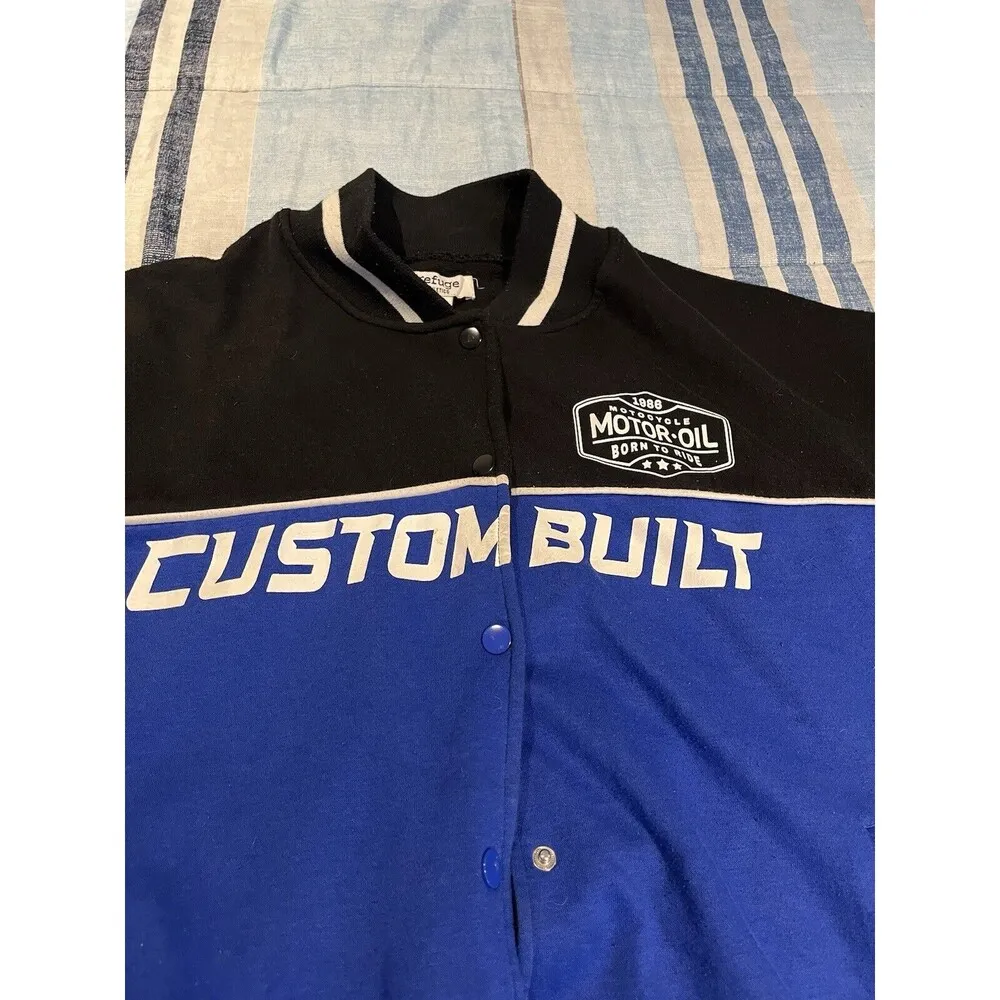 Refuge Women's XL button up black/blue double sided racing jacket - Image 7