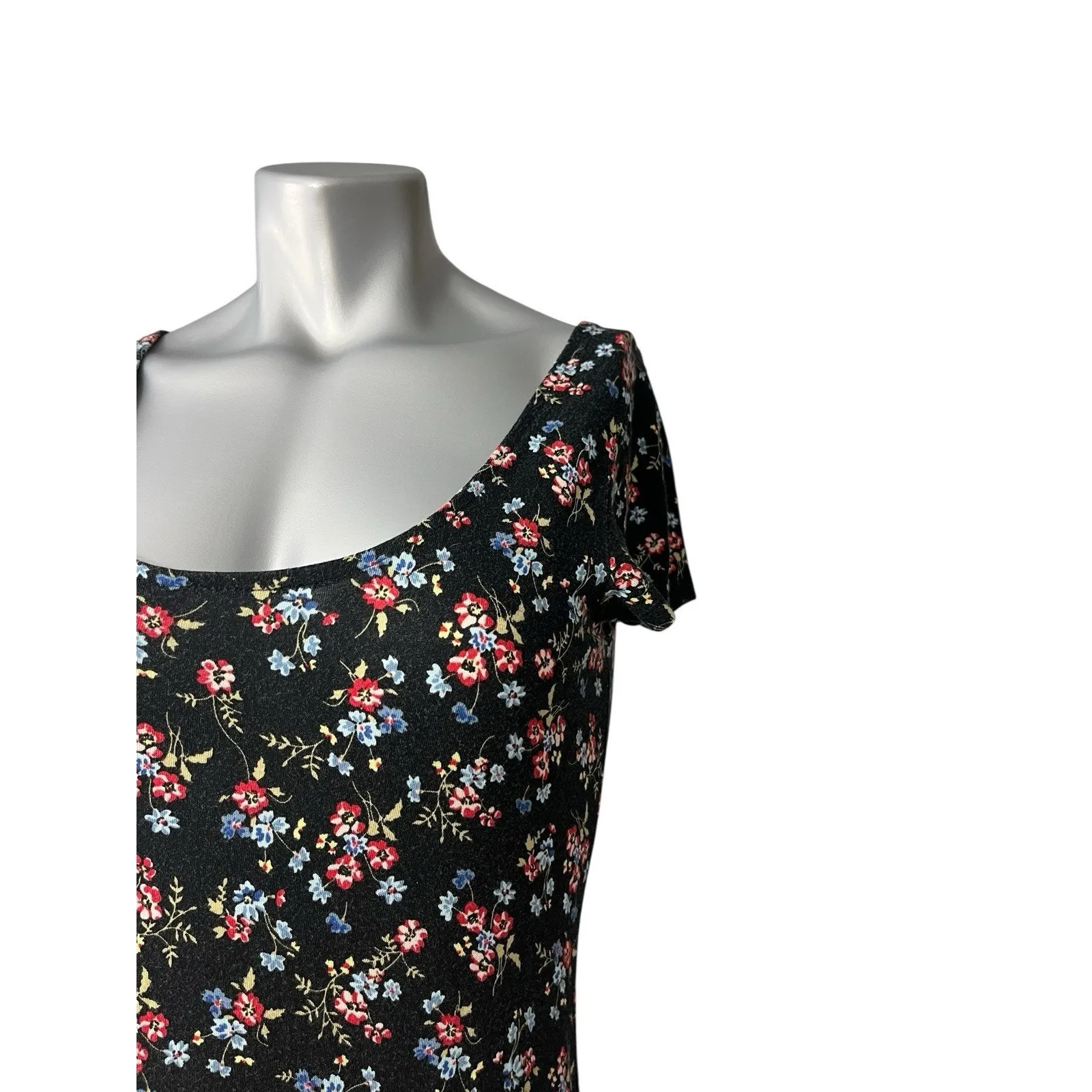 Vtg Floral Flowy Dress Asymmetric Fairycore Large Ethereal Romantic Y2K Rayon - Image 5