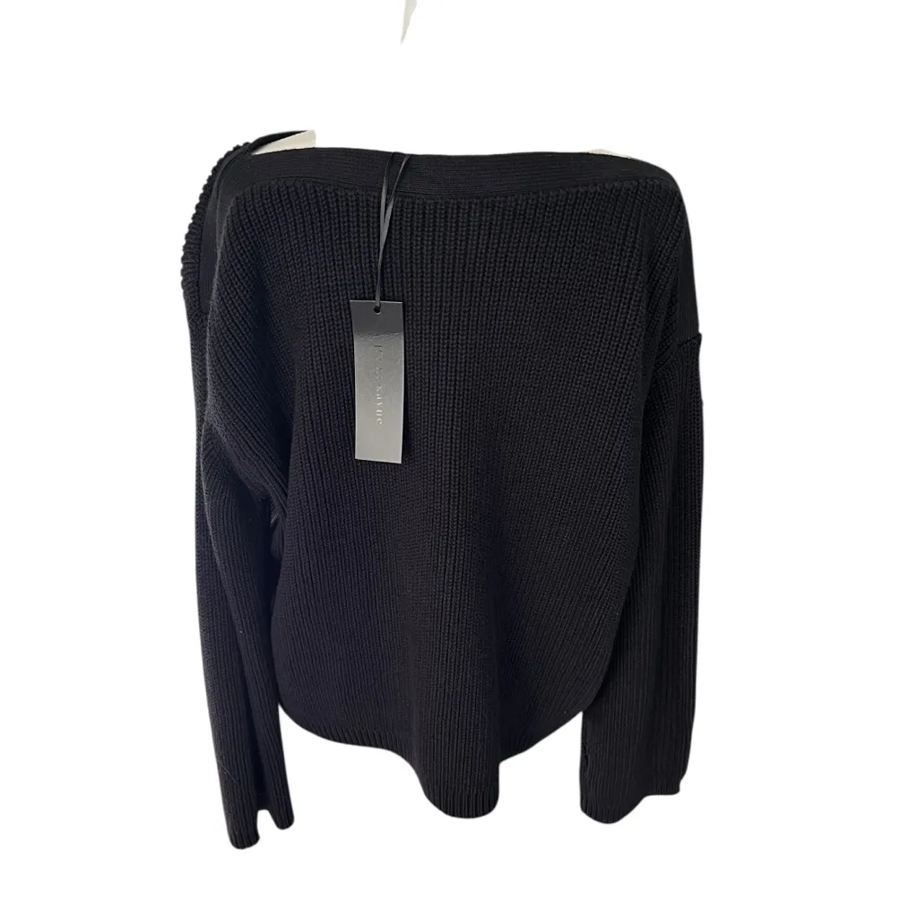 Jenni Kayne NWT Cotton Boat Neck Sweater Black Size L - Image 6