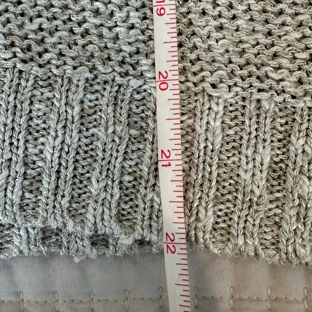 Alice &  Olivia linen blend oversized metallic beige short sleeve sweater M/L - Image 10