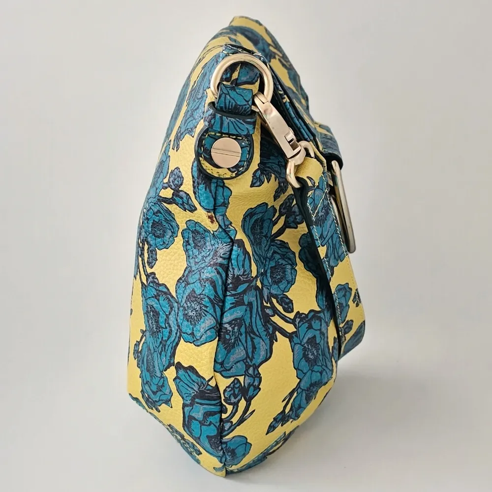 Foley + Corinna Kayla Lemon & Teal Floral Print Vegan Foldover Tote Bag - Image 3