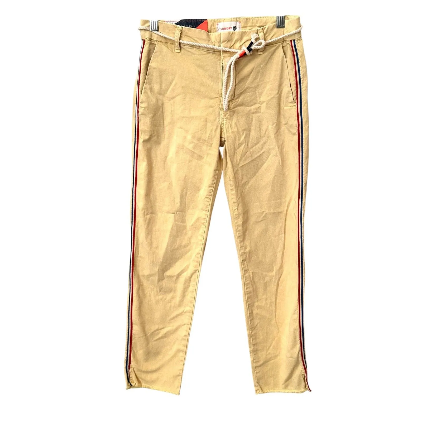 SUNDRY‎ Striped Belted Trouser Yellow Sz 24 - Image 2