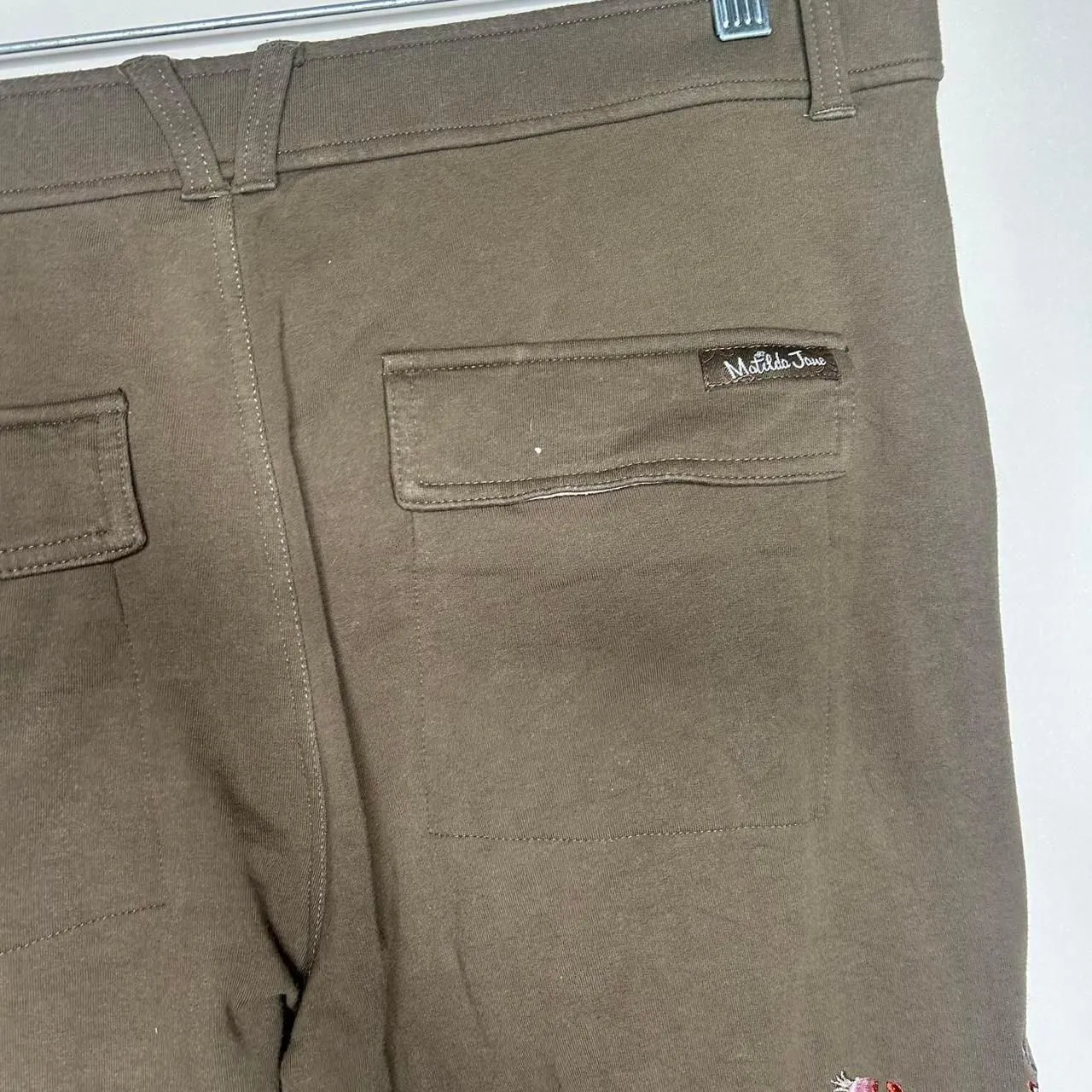 Y2K 2000s Matilda Jane Green floral embroidered cargo pants xl - Image 6