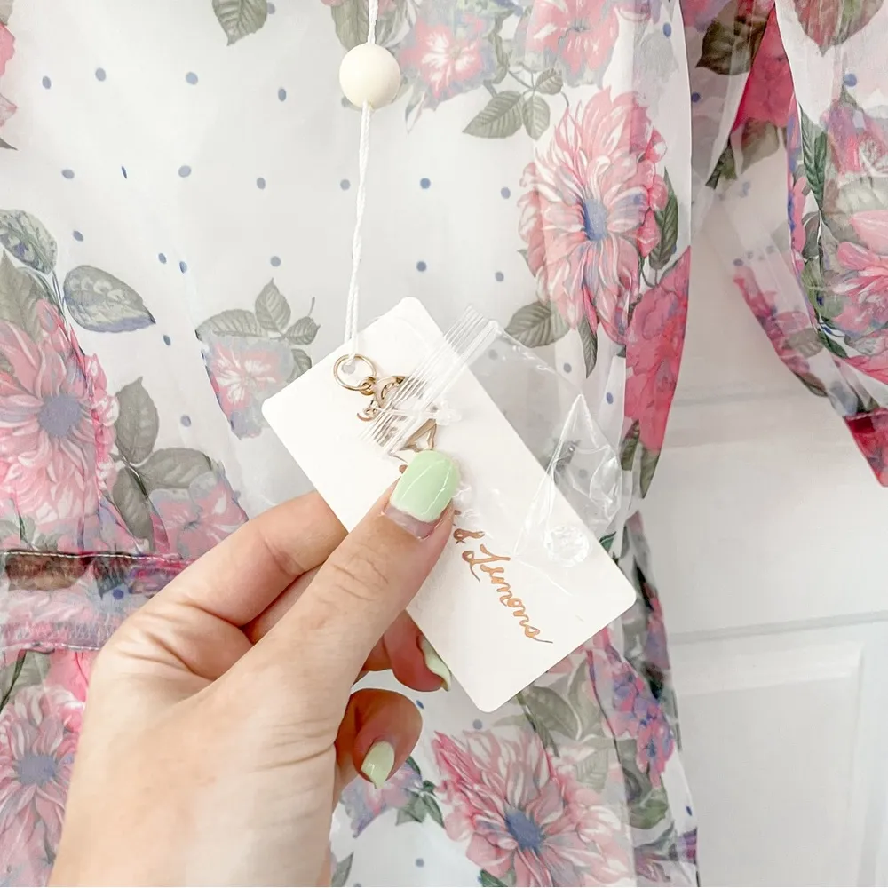 NEW For Love & Lemons Floral Organza Dress - Image 4