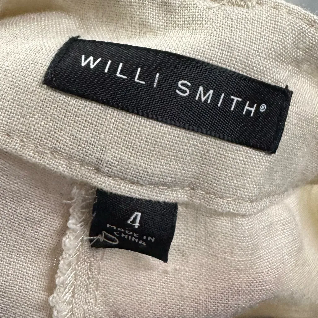 Willi Smith Beige Flat Front Linen Straight Leg Pants 4 - Image 5