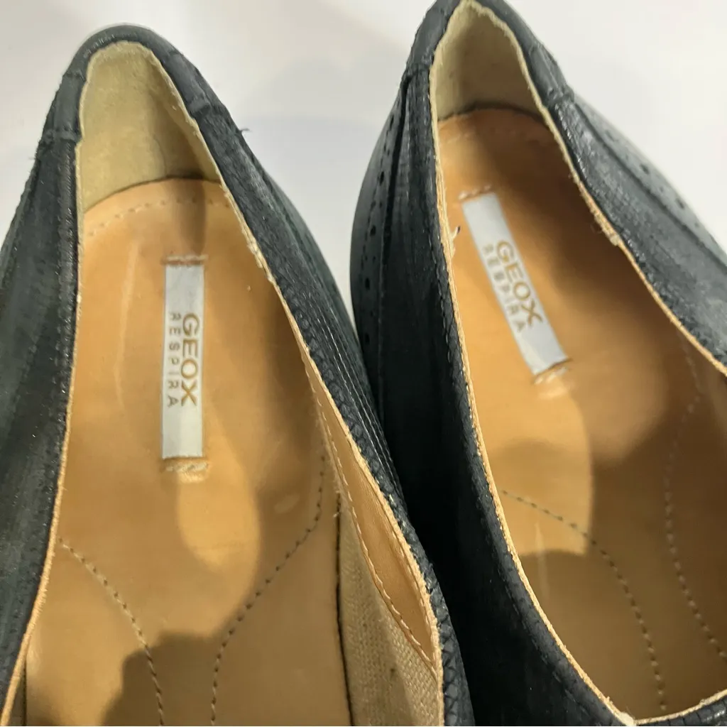 Geox‎ Respira dark navy blue oxford derby wingtip shoes women’s size 41 leather - Image 3