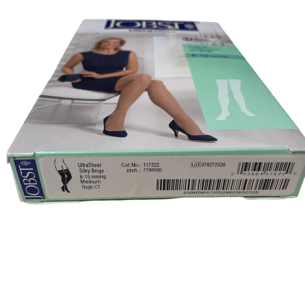 Jobst Pantyhose Ultra Sheer Support Compression Stockings Medium Thigh Biege u - Image 4
