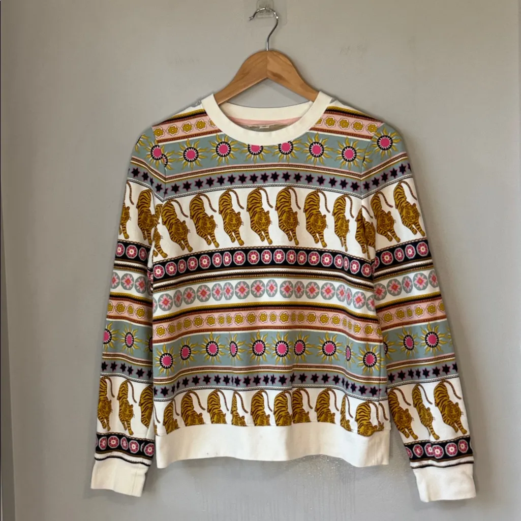 Boden Hannah Printed Sweatshirt Structured Orange Size XS - Image 2