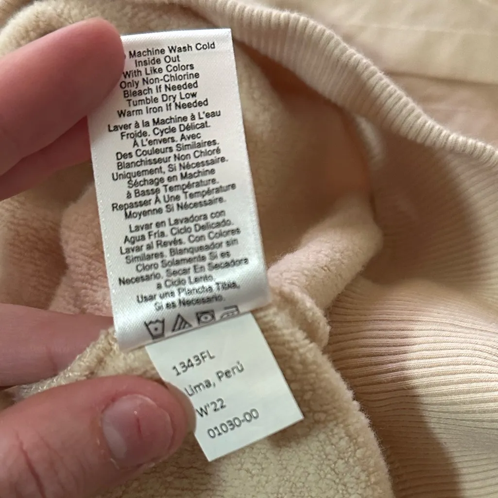 Nation LTD Bonnie bobbed sweatshirt white chocolate ivory medium Peru cotton - Image 6