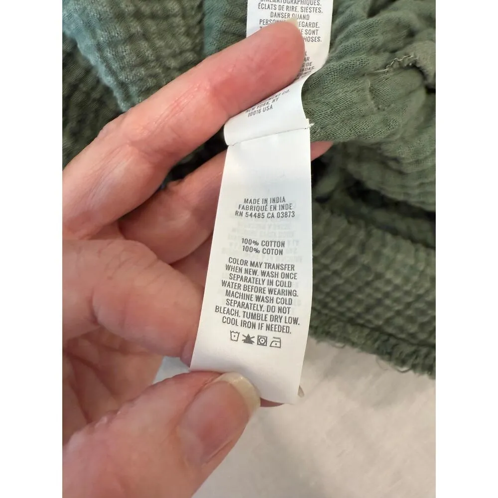 Aerie Long Sleeve Button Up Tie Waist Romper Green Women's Size Large Pool Party - Image 11