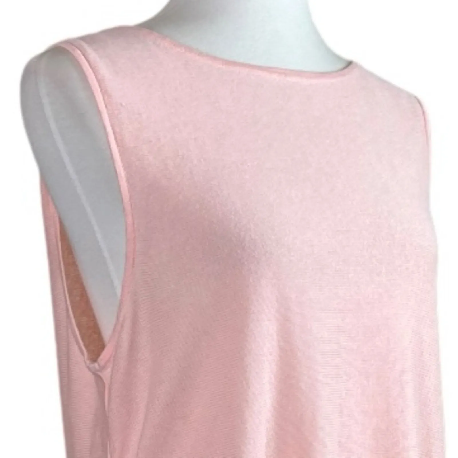 J.Jill Linen Blend Tunic Top Frayed Hem Sleeveless Pink Women’s Size Large Size M - Image 5