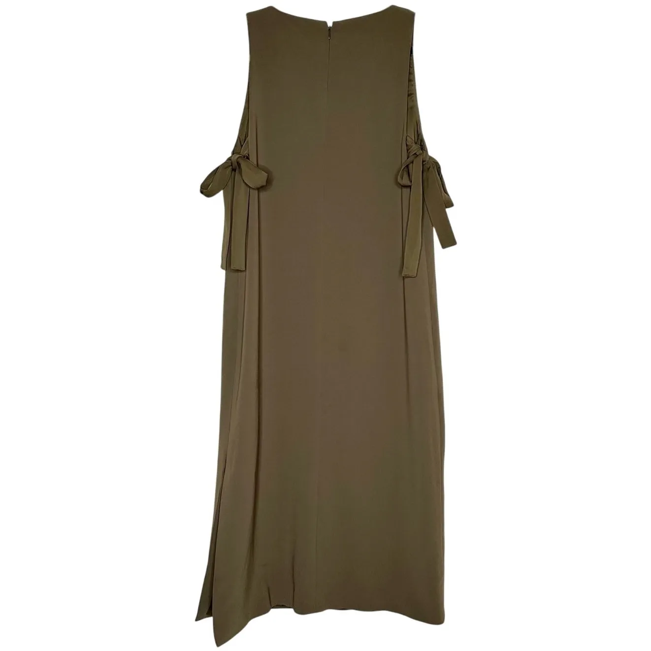 Theory Natia Modern Crepe Midi Dress Women's Olive Green Size 8 - Image 4
