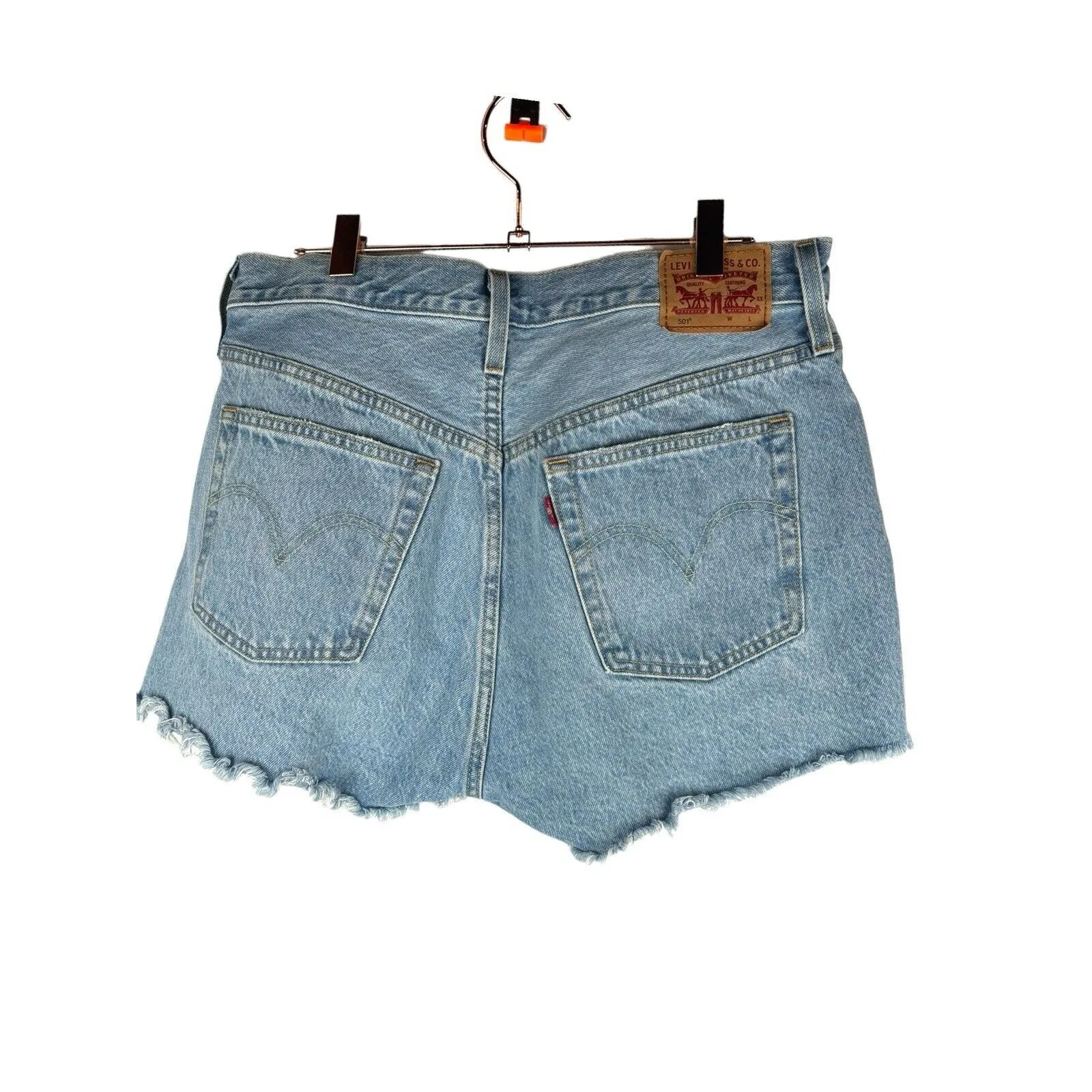 Levi Strauss 501‎ High Rise Size 31 Cut Off 6 Button Fly Light Wash - Image 2