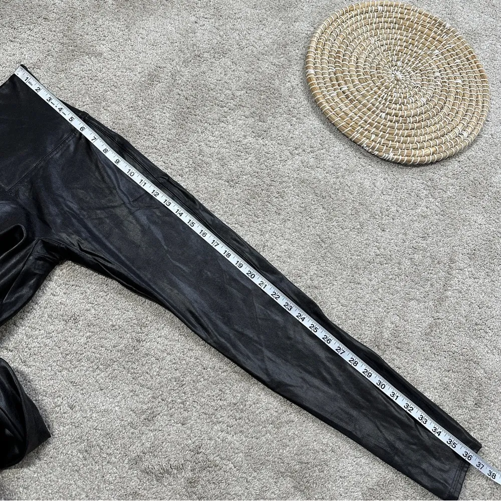 Spanx Women’s Shape Faux Leather Leggings Pull On High Rise in Black Metallic XL - Image 15