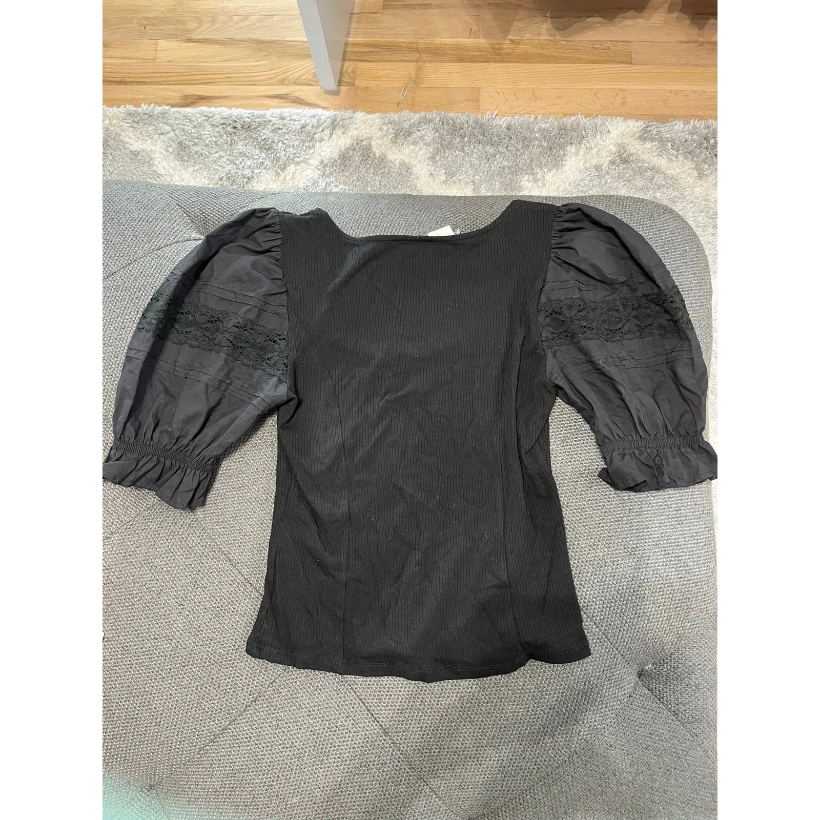 NEW! Cute black puffy shortsleeve Top medium Size 4 - Image 2