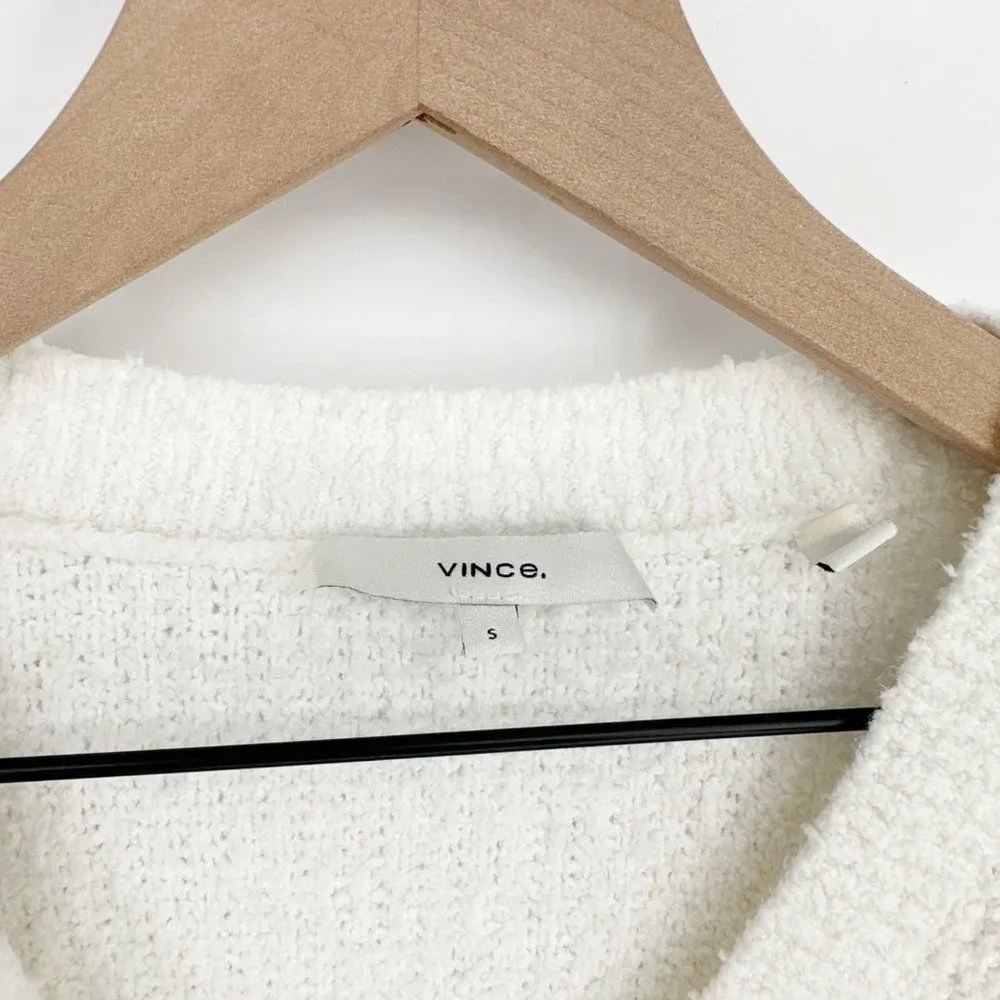 Vince Textured Tunic V Neck Sweater Boucle Knit Oversized White Women's Small - Image 6