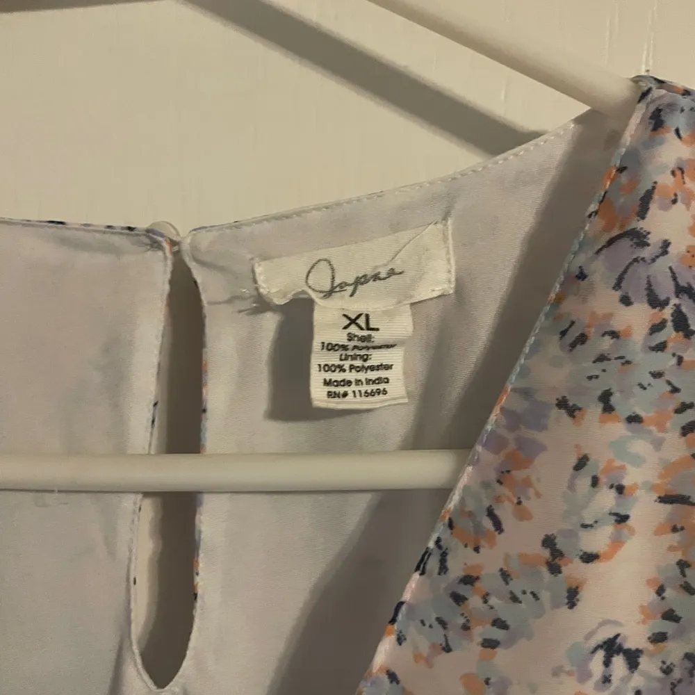 Japna Blue Ruffled Tiered Floral Long Sleeve Mini Dress with Bishop Sleeves XL - Image 8