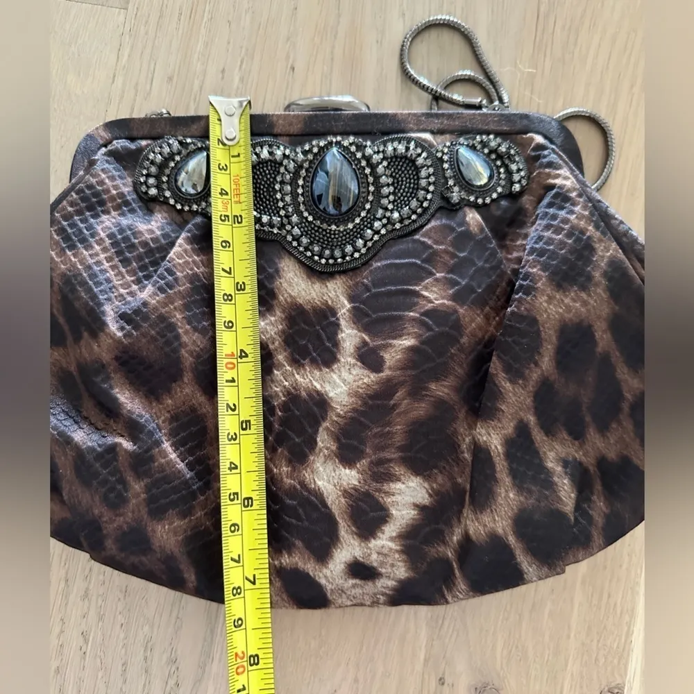 BANANA republic animal print jeweled clutch - Image 4