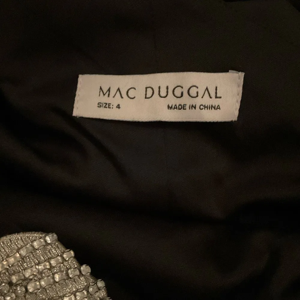 Mac Duggal 11810 Womens Black Crepe One Shoulder Gown With Flower 4 - Image 13