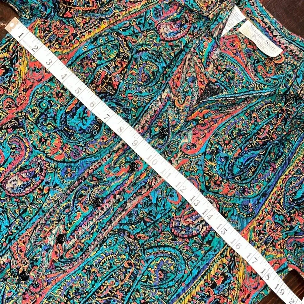 Vintage 80s modest paisley shirt dress • paisley • multicolor • shirt dress - Image 7