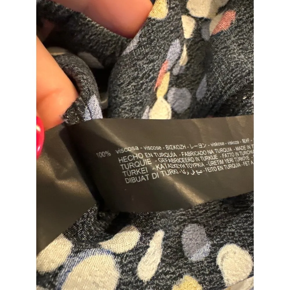 Zara Lexi Long Sleeve Abstract Dots Navy Belted Maxi Dress Women sz XS - Image 7