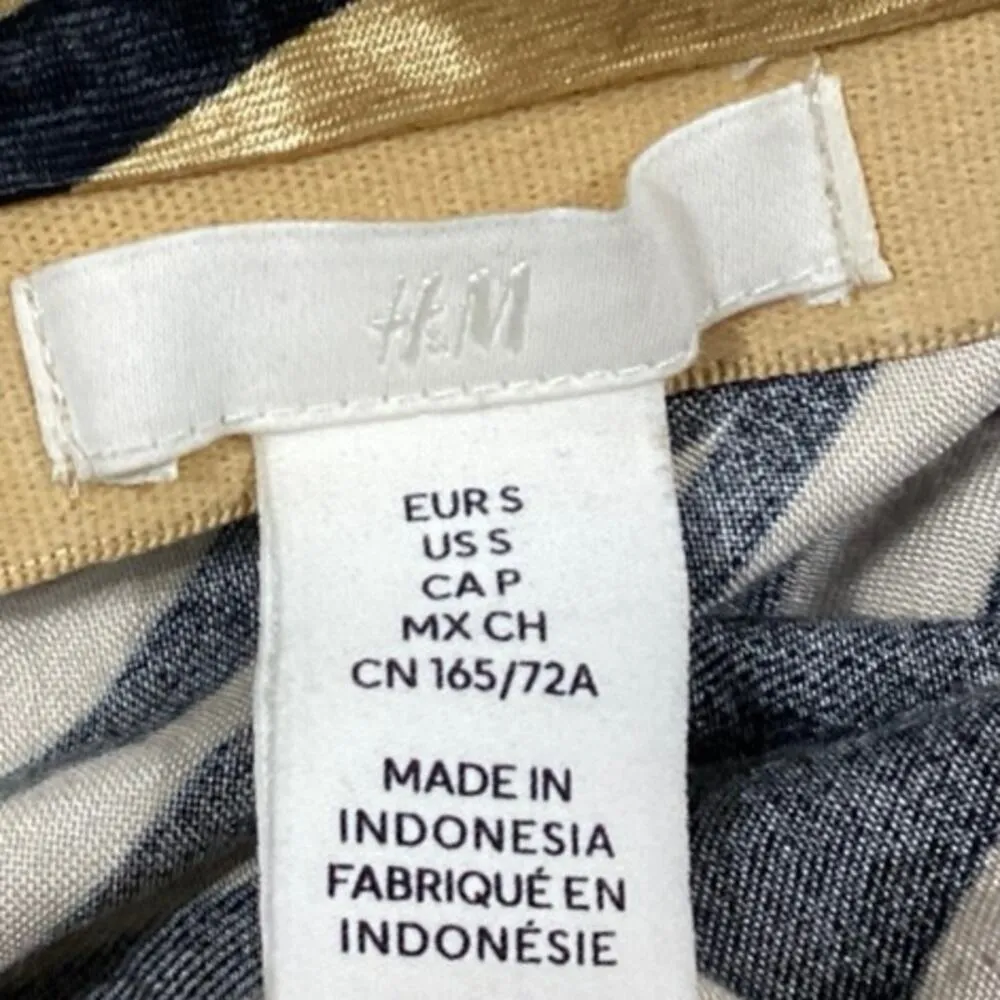 H&M Gold Metallic Zebra Animal Print Silk Satin Straight Pencil Slip Skirt Sz S - Image 7