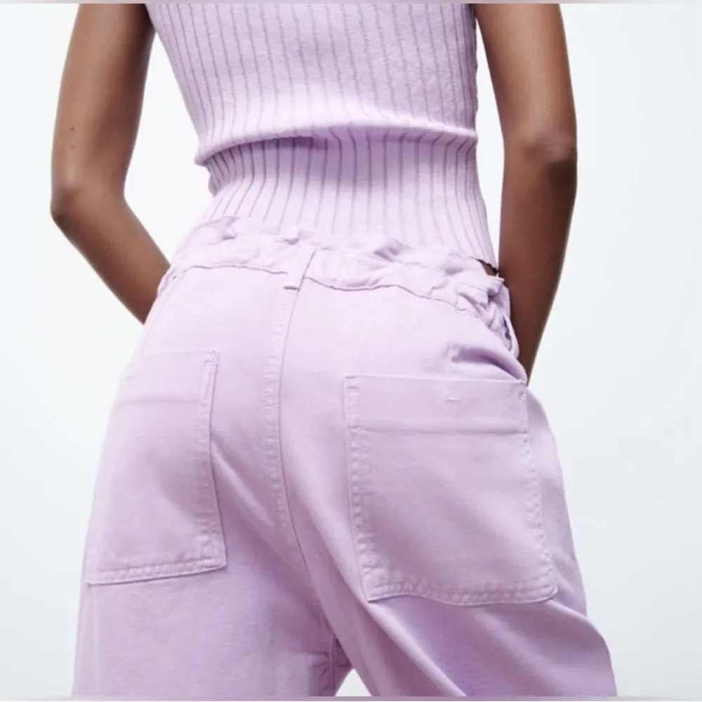 Zara Lilac High Rise Paper Bag Jeans - Image 9