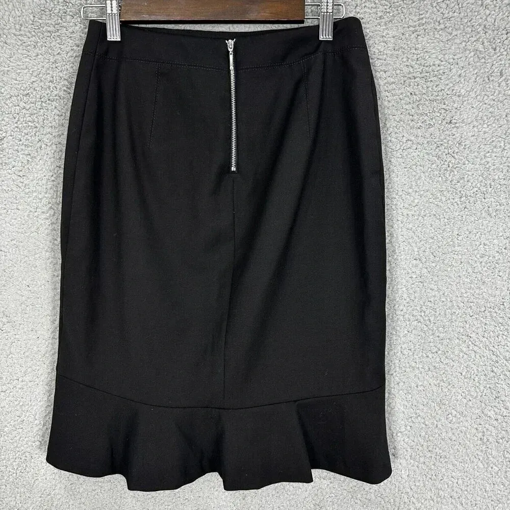 white house black market skirt‎ womens 4 black scuba ruffle tulip hem pencil - Image 4