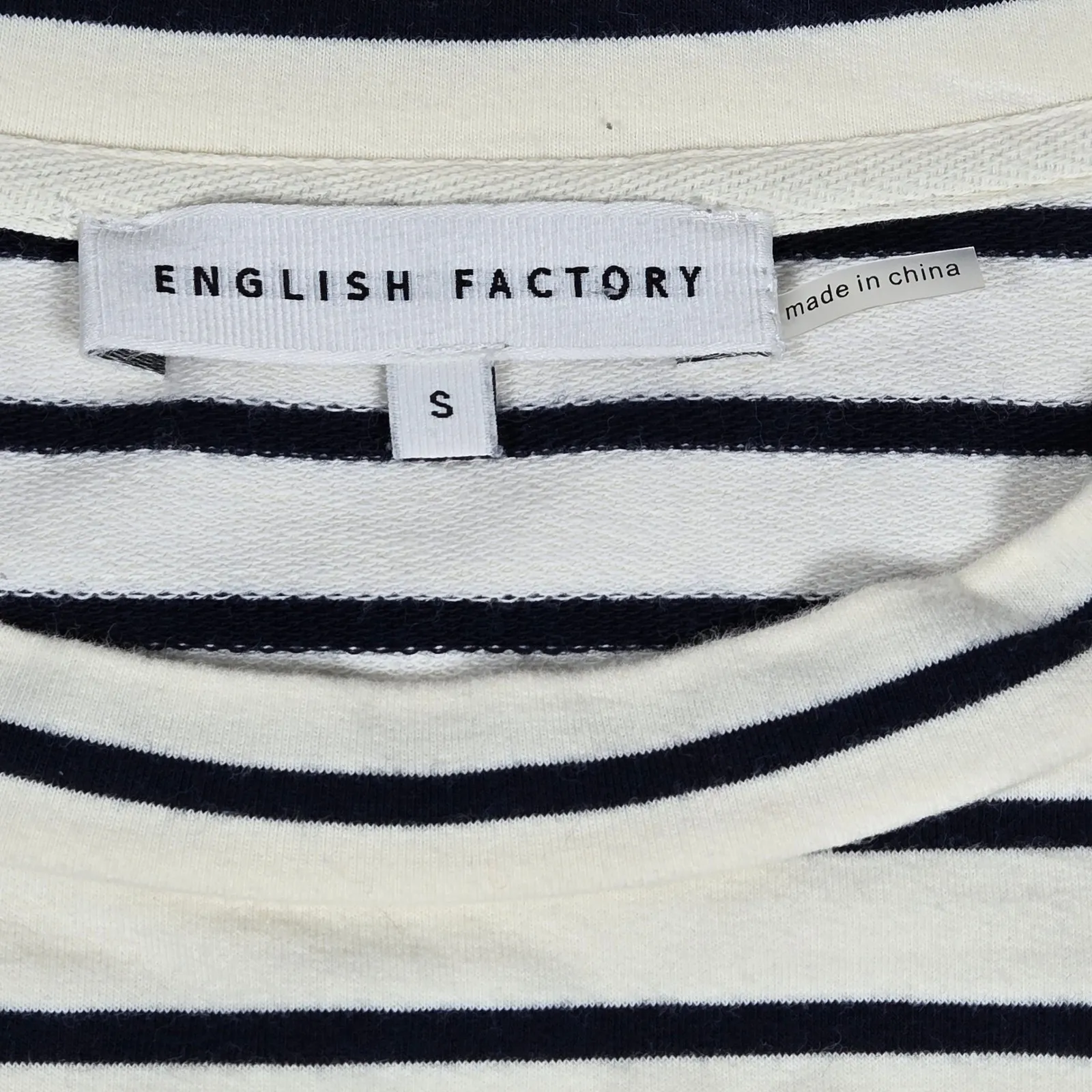 English Factory Breton Striped Long Sleeve Top with Gold Buttons Cream Navy S - Image 5