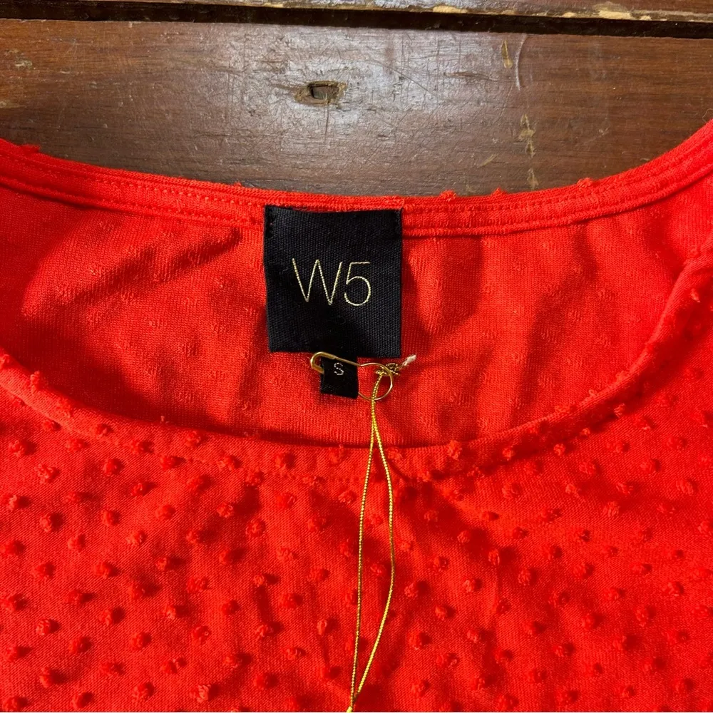 W5 Orange Red Smocked Puff Sleeve Blouse - Image 4