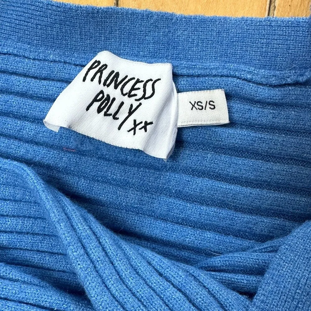 PRINCESS POLLY Ribbed Sweater Knit Wrap Front Cropped Tank Top Shirt Size XS/S - Image 5