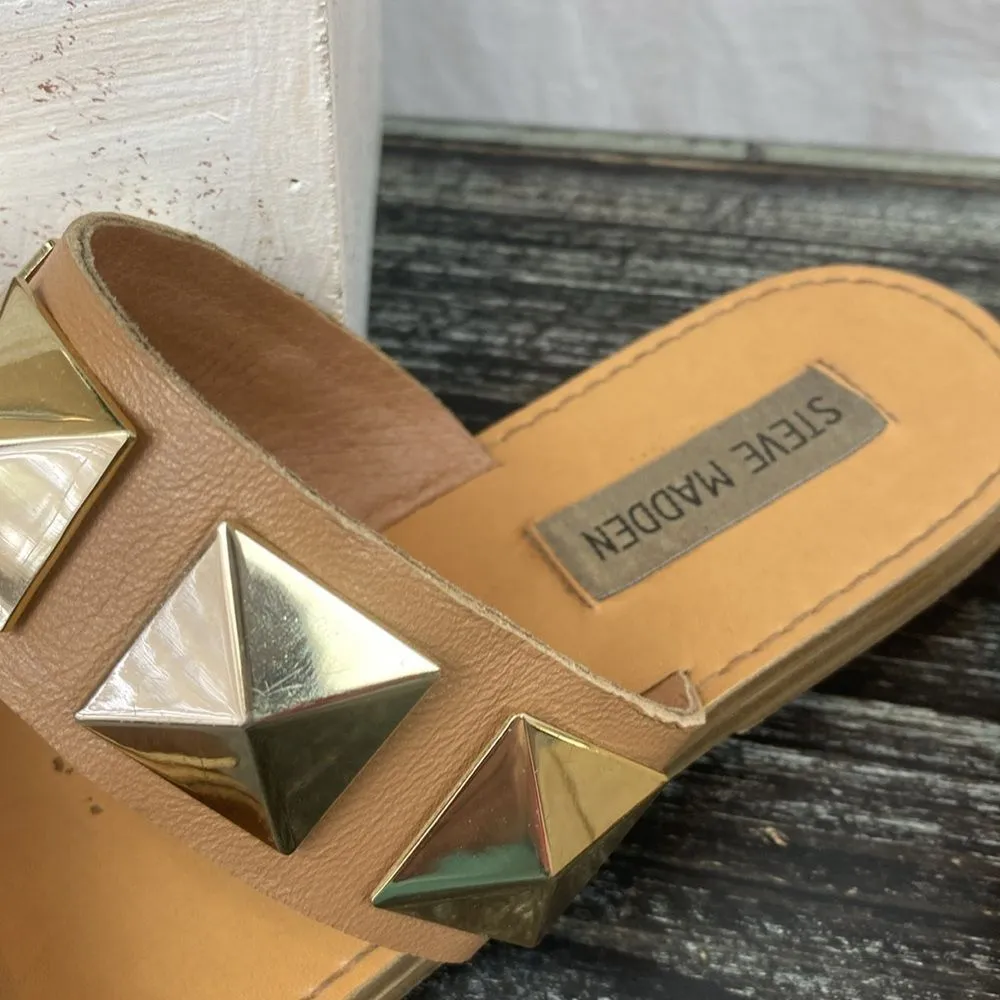 Steve Madden Brown & Gold Cressida Slip On Flat Sandals 6.5 - Image 8