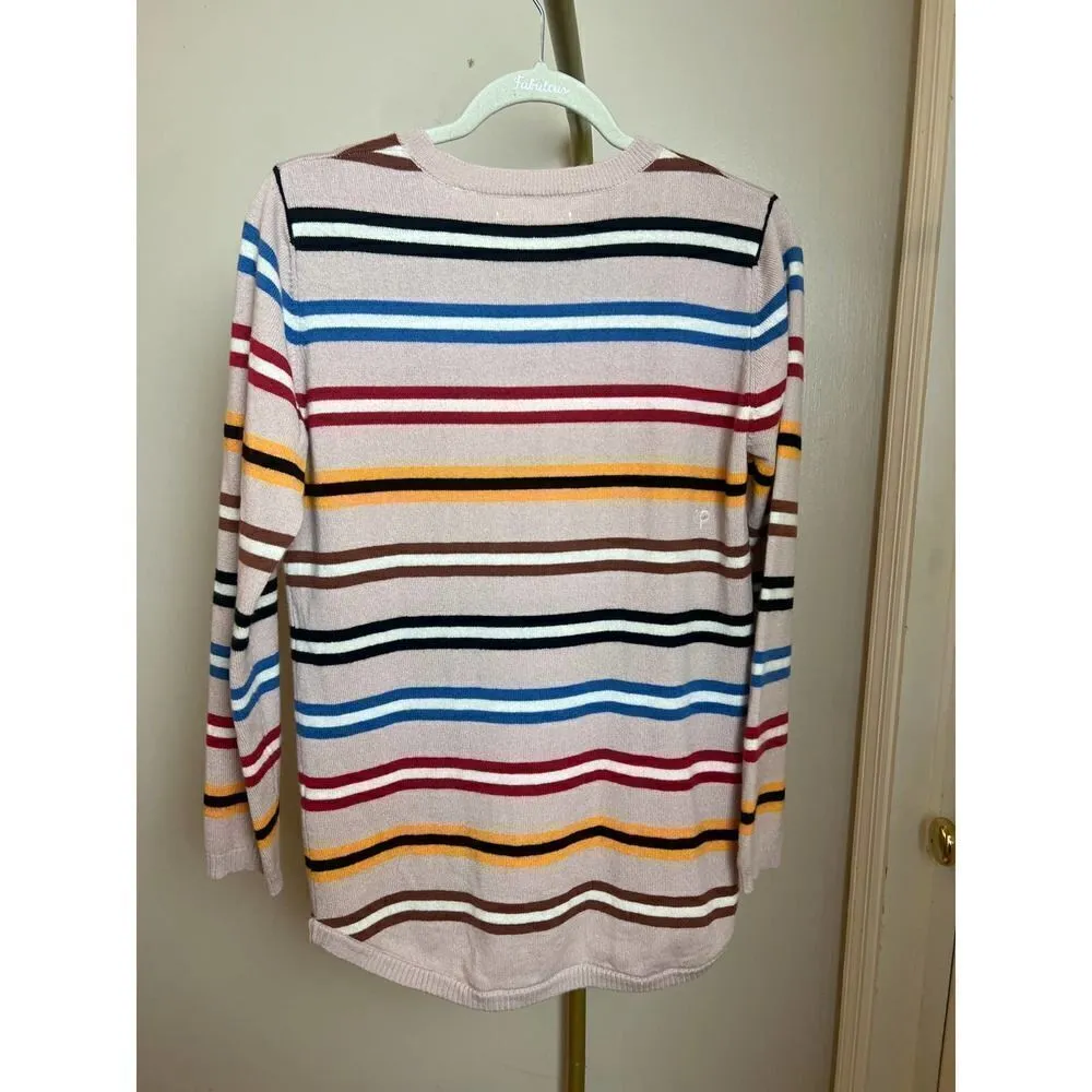 CASHMERE Chinti and Parker Multicolor Striped Sweater Shoulder Buttons Sz. S - Image 7