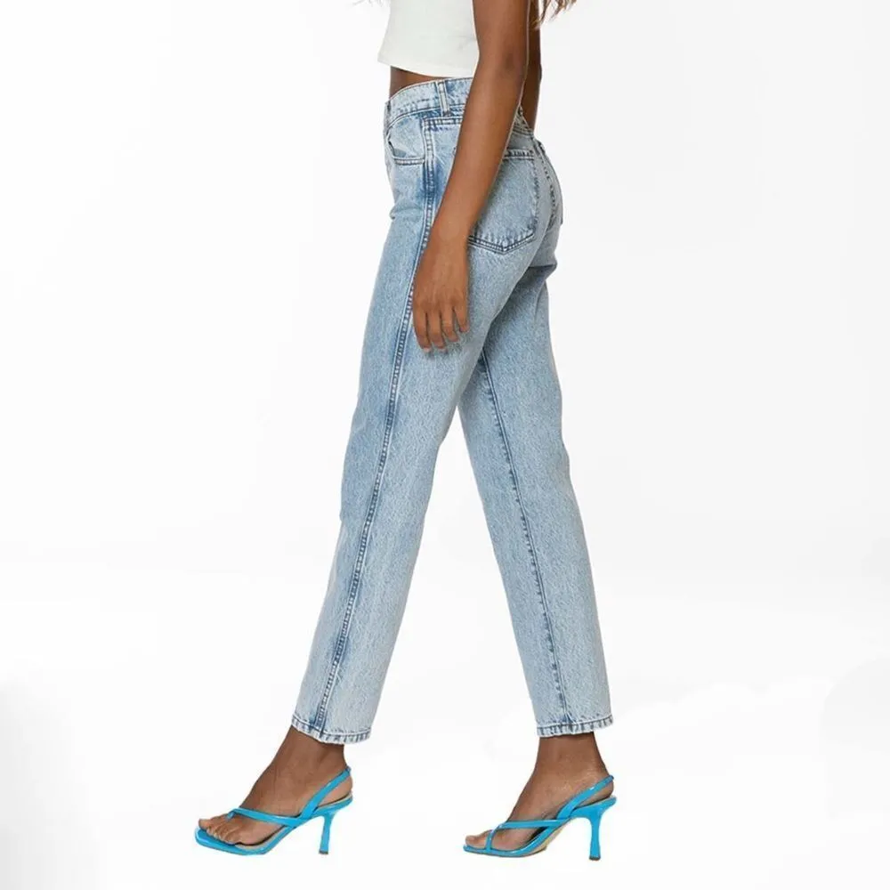 Revice BOYFRIEND High Rise Button Fly Straight Leg Ankle Jeans Sz 31 - Image 2