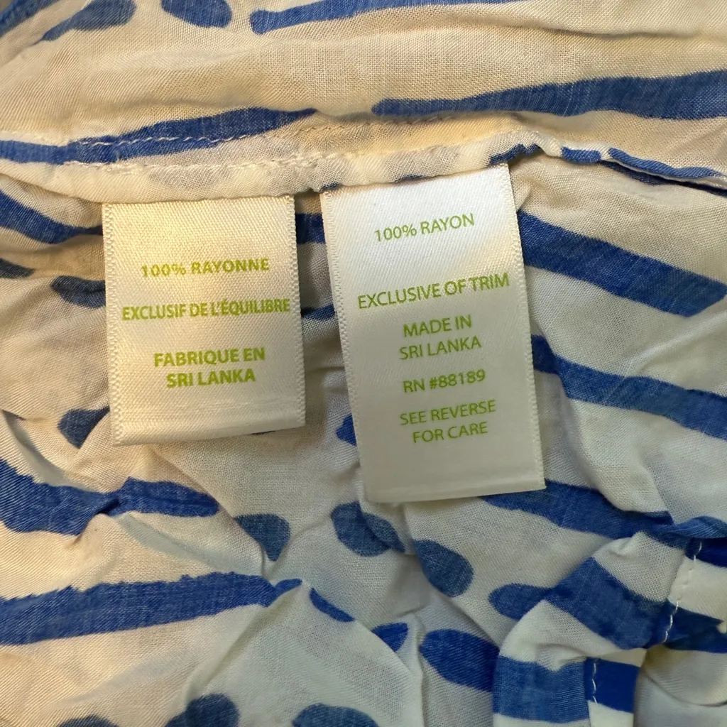 Lilly Pulitzer Shirt Multi Color Sain Off  Shoulder Tassel Short Sleeve Medium - Image 6