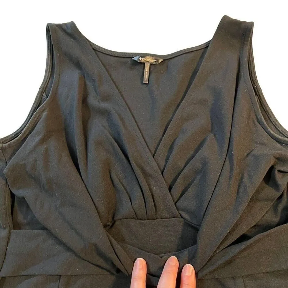 Daisy Fuentes Womens Sheath Dress V Neck Sleeveless Classic Sexy Black Large - Image 4