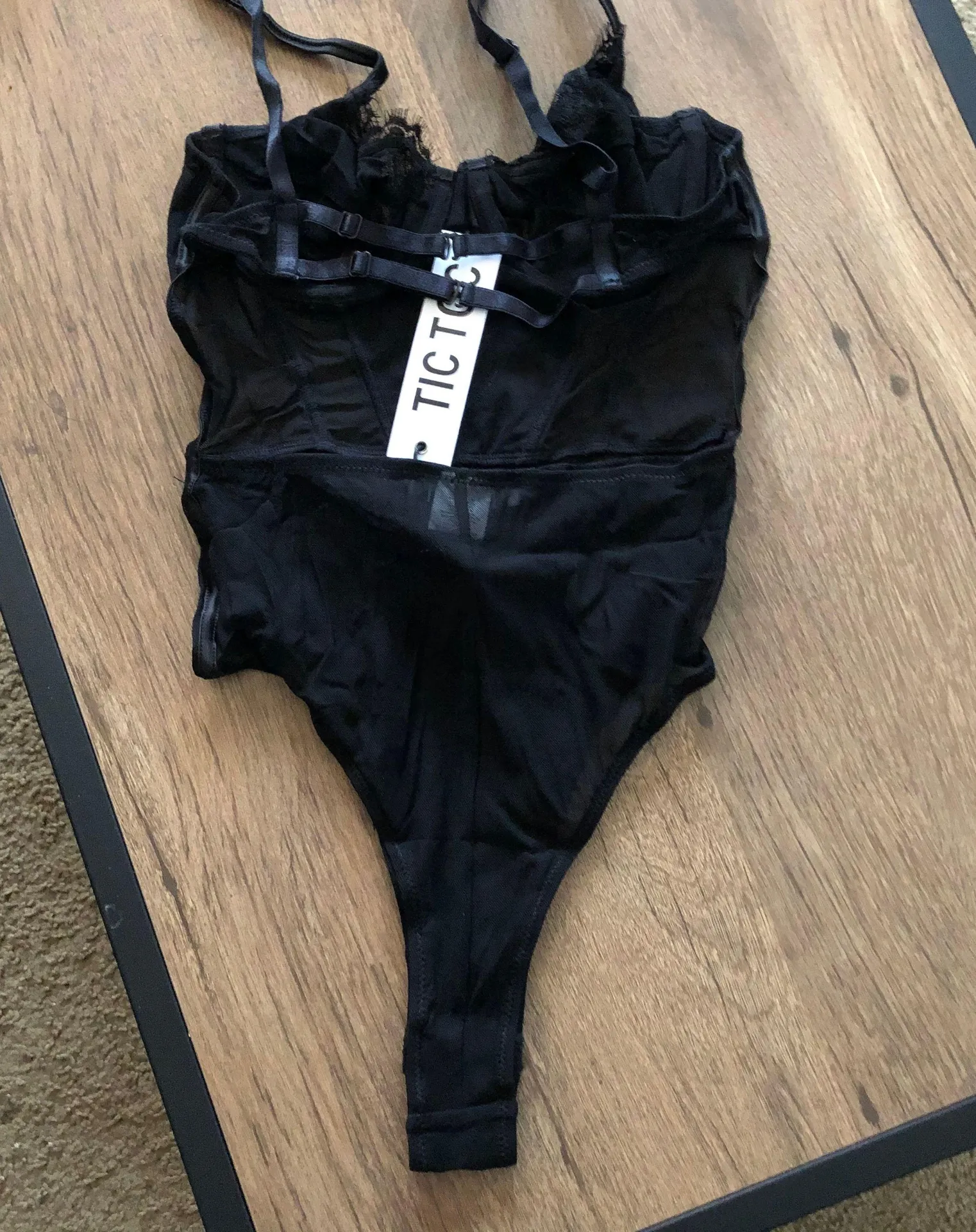 Black Lace Bodysuit Backless Size M - Image 5