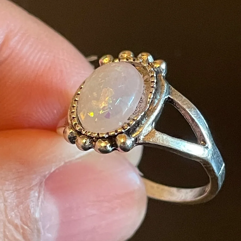 Simulated opal S925 silver ring size 8.75 - Image 7