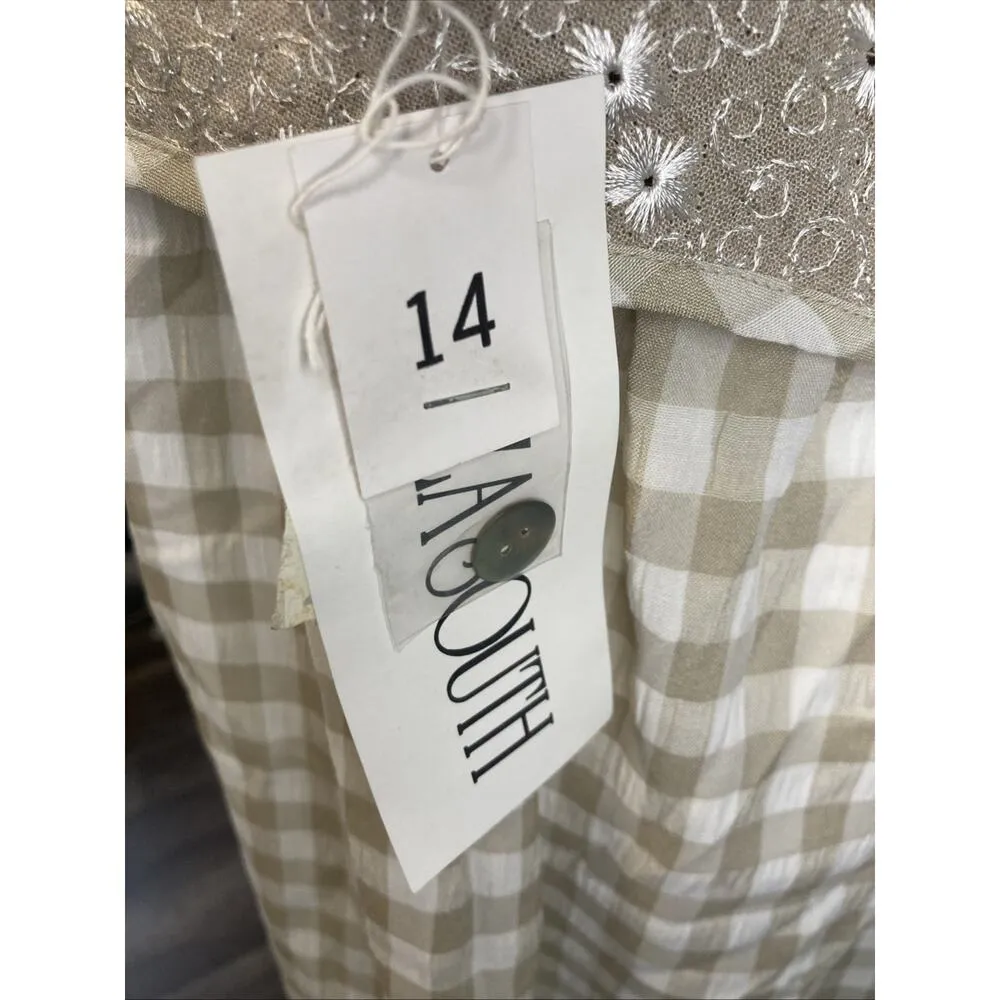 Vintage Plaza South Dress Women’s 14 Cottage Core Gingham Embroider Prairie NEW White - Image 9
