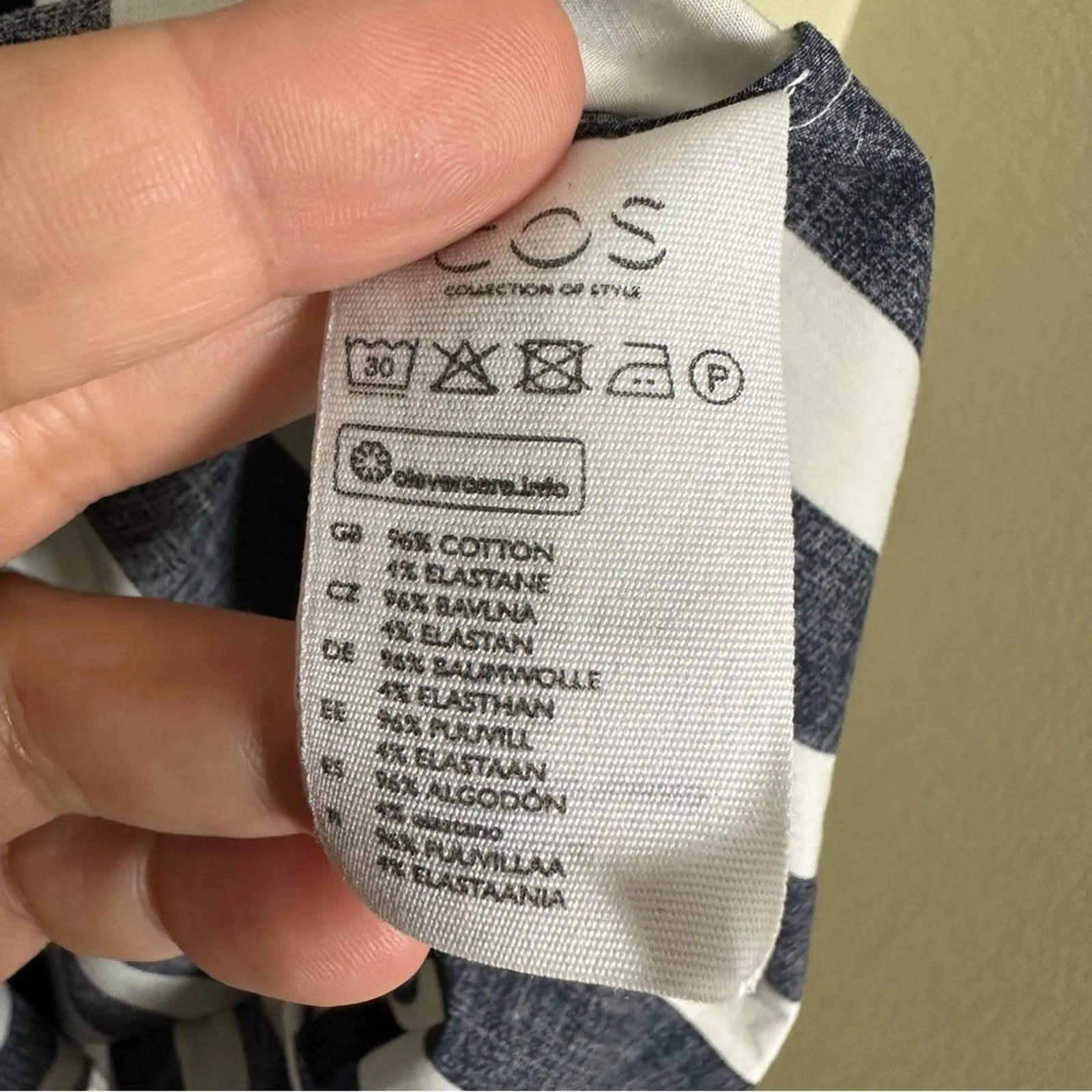 COS Mini Dress Navy Blue & White Stripe Cotton Short Sleeve - Image 12