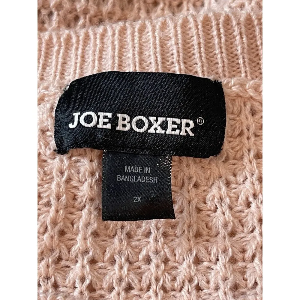 Joe Boxer Pink Green White Striped Pullover Open Knit Crew Neck Sweater 2x - Image 10