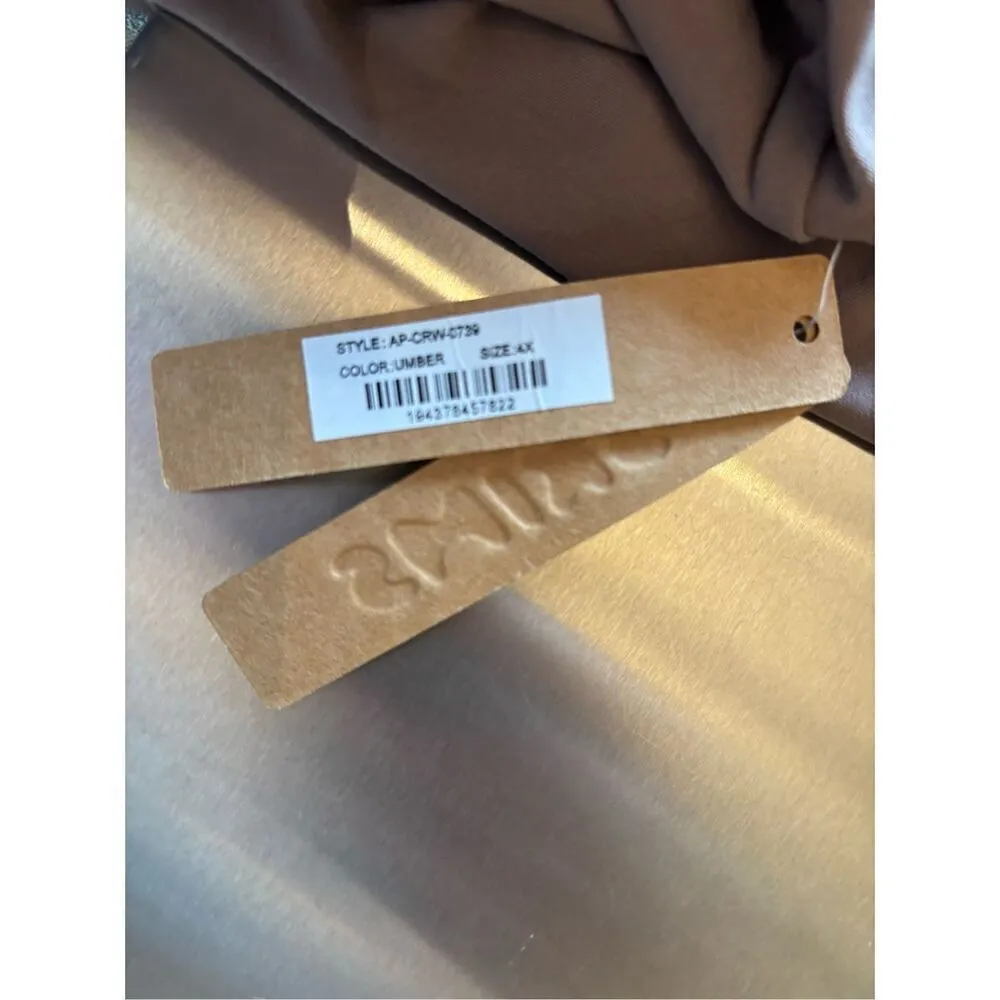 Skims Fits Everybody Long Sleeve Crew Neck Bodysuit Stretch Umber Size 4X NWT - Image 3