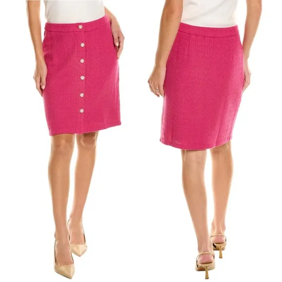 NANETTE LEPORE TWEED WEAVE MOJAVE BOUCLE SKIRT PINK SIZE 8 NEW - Image 2