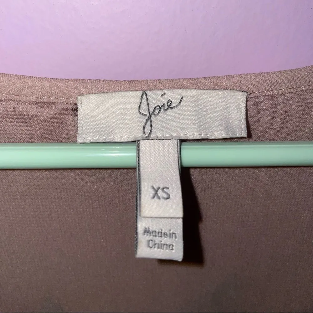 Joie 100% Silk Blouse XS Blush Pink Metallic V Neck Long Sleeve Top - Image 9