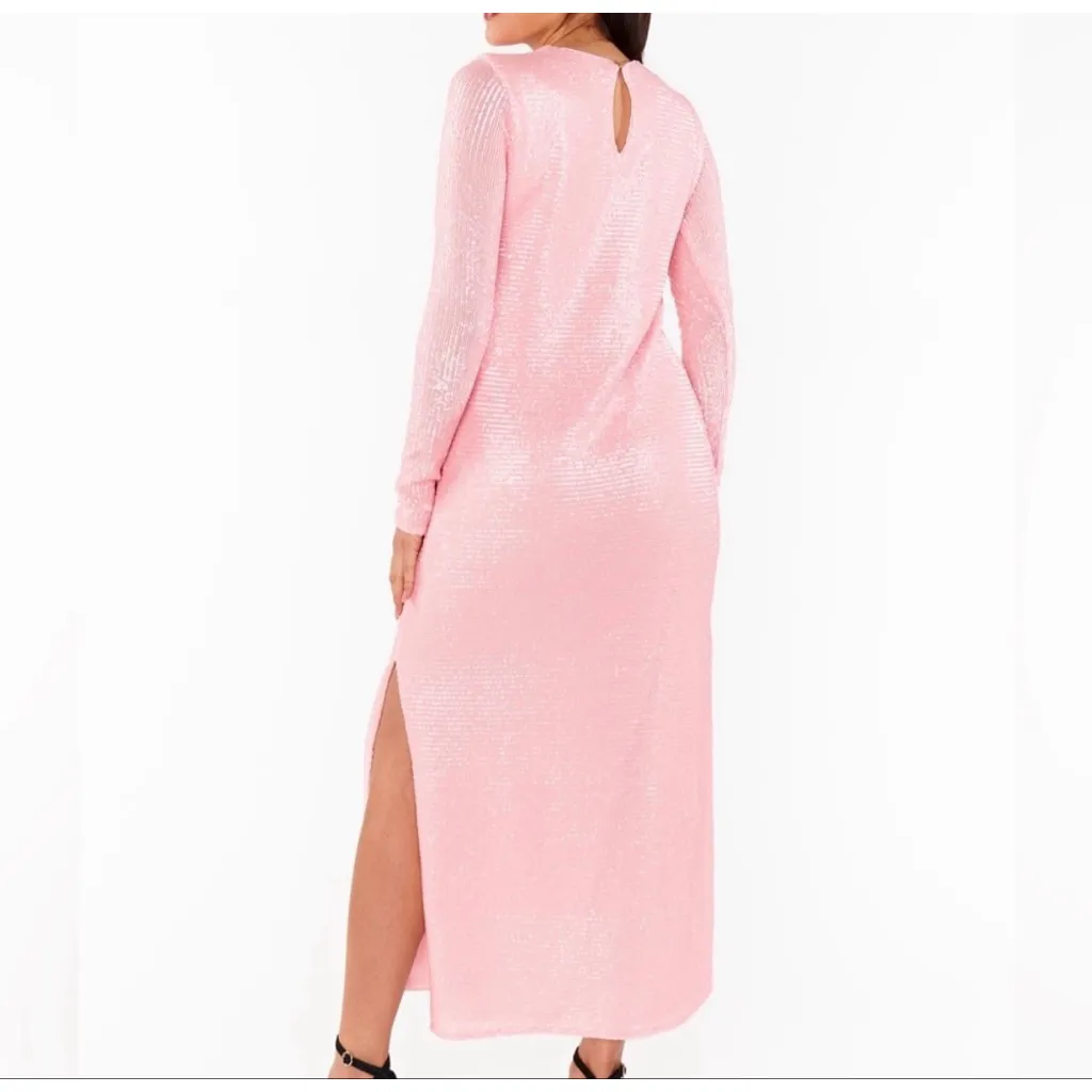 Women's Show Me Your Mumu Maddison Pink Sequin Long Sleeve Maxi Dress S - Image 2